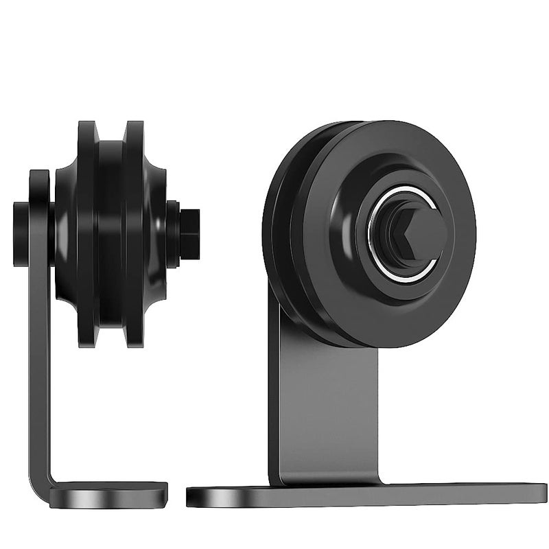 skysen Sliding Barn Door Hardware Roller Set Black (T Shape Roller Set) - Image 3